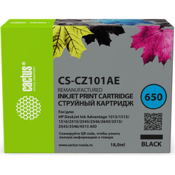 Картридж струйный Cactus CS-CZ101AE № 650 (черный)