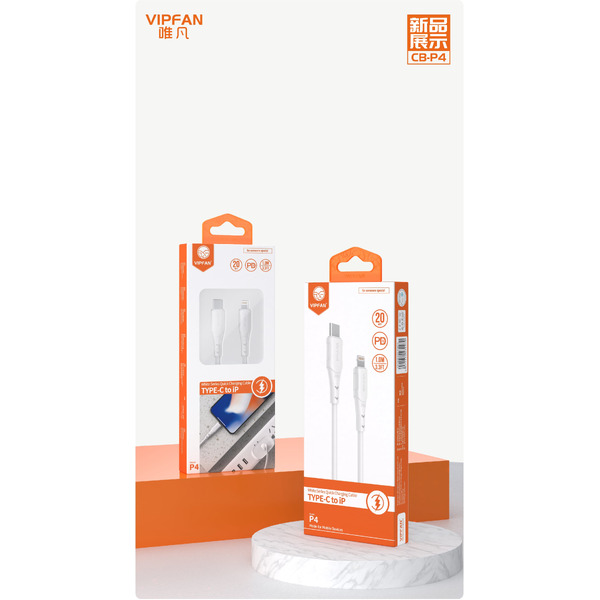 Кабель VIPFAN P04 Type-C-Lightning 3A 1 м (белый)