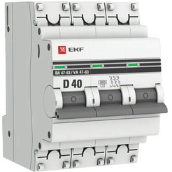 Выключатель автоматический EKF PROxima ВА 47-63 3P 40А (D) 6kA