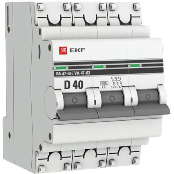 Выключатель автоматический EKF PROxima ВА 47-63 3P 40А (D) 6kA