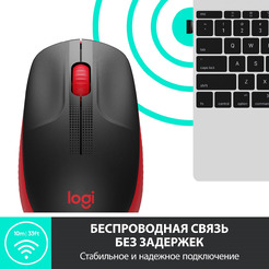 Мышь LOGITECH M190 (L910-005908) черный/красный