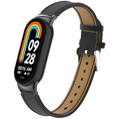 Ремешок Bingo Leather Litchi для XIAOMI Mi Band 8 Черный