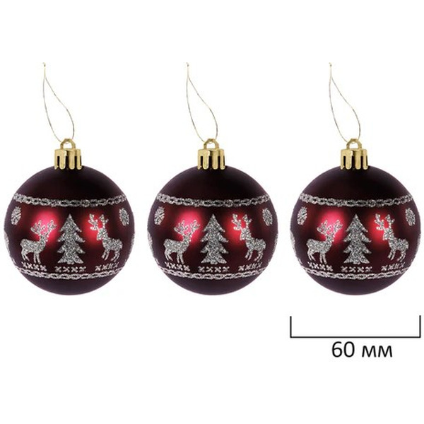 Шары елочные ЗОЛОТАЯ СКАЗКА Burgundy Style 592591 (бордо)