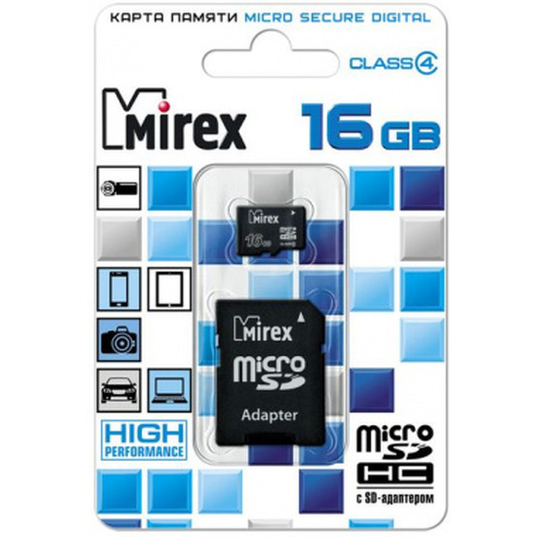 Карта памяти Mirex microSDHC 16GB (13613-ADTMSD16)