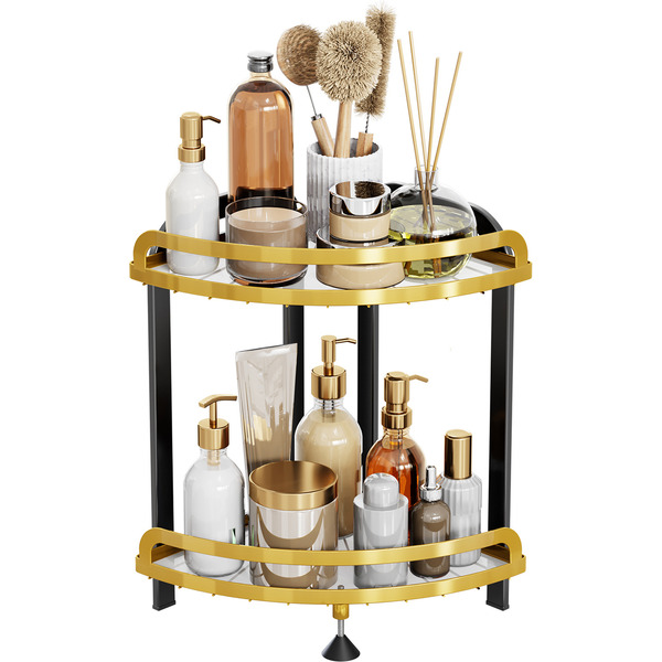 Органайзер для косметики угловой Happy Home HH-035B (черный/золото)