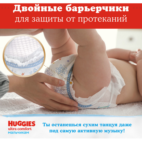 Детские одноразовые подгузники HUGGIES Ultra Comfort  5 Disney Boy  (12-22кг) 84 шт.