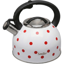 Чайник со свистком Sonifer SF-2519 (белый с красным)