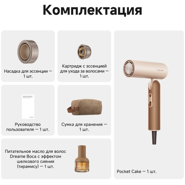 Фен Dreame Hair Dryer Pocket Cake Grey AHD51 (серый)