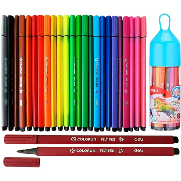 Фломастеры DELI цветные 24 цвета в тубе (HM65324PINK)