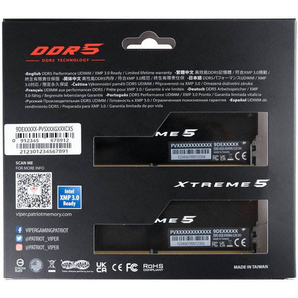 Оперативная память Patriot Viper Xtreme 5 2x24ГБ DDR5 8200 МГц PVX548G82C38K