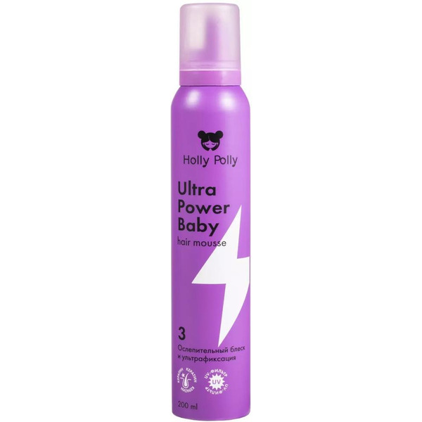 Мусс для волос Holly Polly Ultra Power Baby Ослепительный Блеск и Ультрафиксация , 200 мл