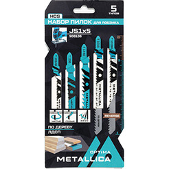 Набор пилок для лобзика METALLICA Optima №1 по дереву: T144D/T101B/T101BR/T119B/T101AO, в карт., 5шт 908136