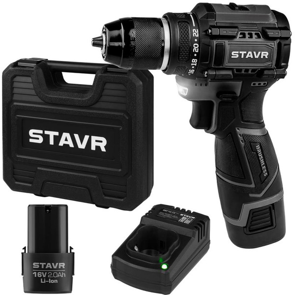 Дрель-шуруповерт Ставр SDD 16BL-2K (с 2-мя АКБ, кейс)