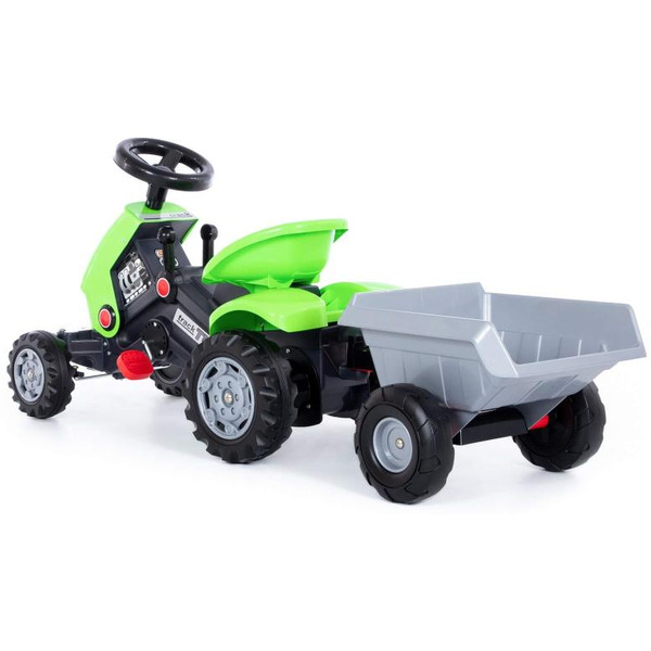 Каталка-трактор с педалями Полесье Turbo-2 с полуприцепом 52742