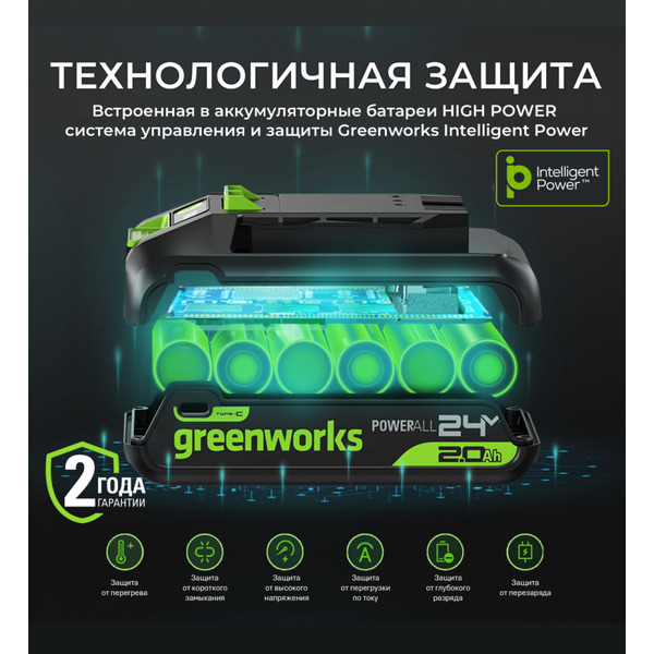 Аккумулятор Greenworks G24HP2 2957707 (24В/2 Ач)