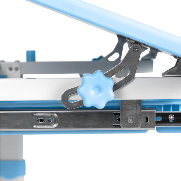 Парта+стул Anatomica Avgusta с выдвижным ящиком и подставкой (белый/голубой)