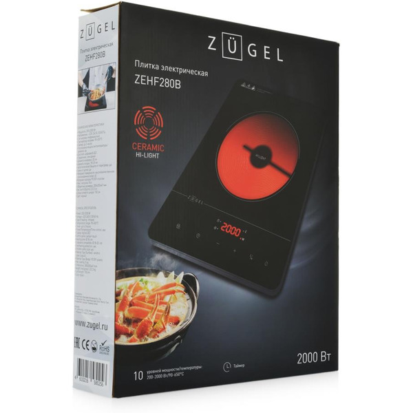 Настольная плита ZUGEL ZEHF280B