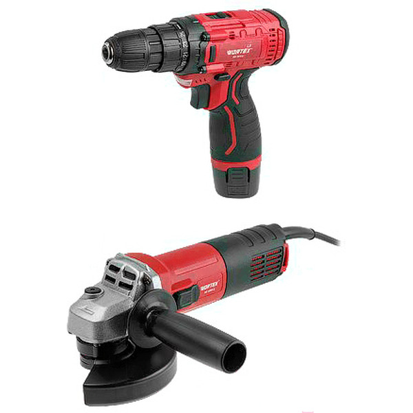 Шуруповерт + угловая шлифмашина Wortex 1329386 (LX BD 1215 Li + AG 1209-3)