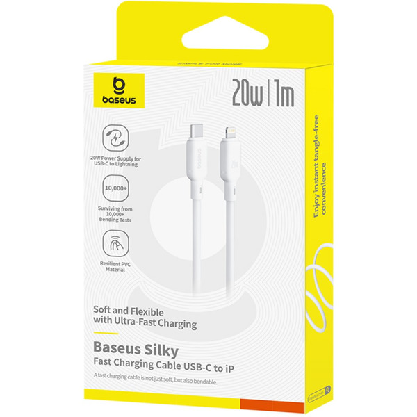 Кабель Baseus Silky Series Fast Charging Cable USB Type-C - Lightning (1 м, белый)