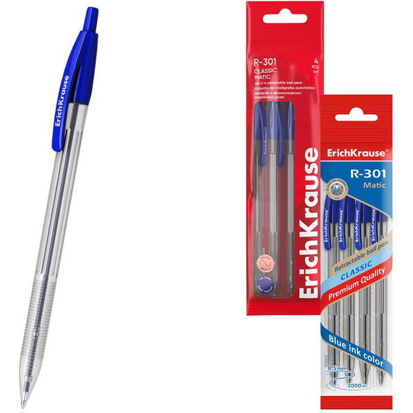 Набор шариковых автоматических ручек Erich Krause Matic Classic R-301 46750 (4 шт)