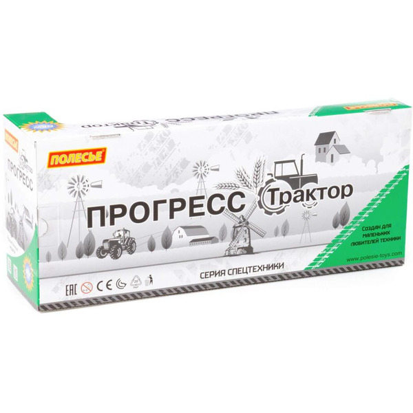 Трактор Полесье Прогресс с прицепом для перевозки животных инерционный (зелёный) 91482