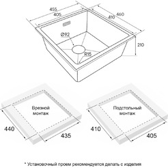 Кухонная мойка Paulmark IT-Granit Lumi 45 Uni LU45-AN (черный/антрацит)