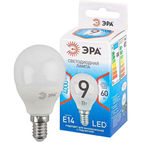 Лампа светодиодная ЭРА QX LED-9 Вт-P45-4000K-E14 (арт.P45-10W-840-E14) 10/100