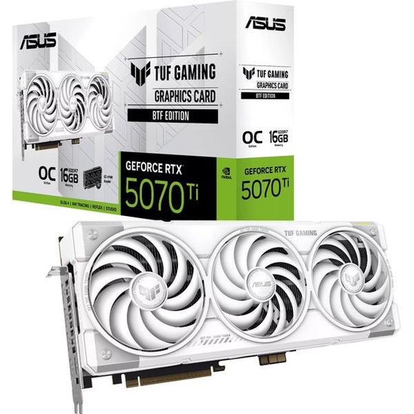 Видеокарта ASUS TUF RTX 5070 Ti BTF White OC 16GB GDDR7 (TUF-RTX5070TI-O16G-BTF-WHITE)