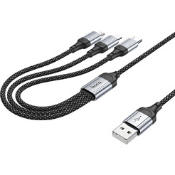 Кабель Hoco X102 Fresh 3 в 1 USB - Type-C + Lightning + MicroUSB (1 м, черный)
