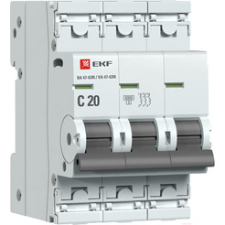 Автоматический выключатель EKF PROxima ВА 47-63N 3P 20А (C) 6кА M636320C