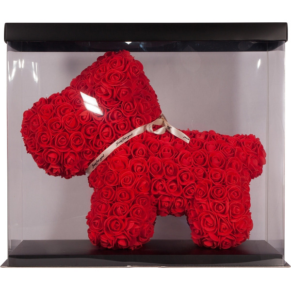 Собачка из роз TEDDY ROSE BEAR красный (8019)