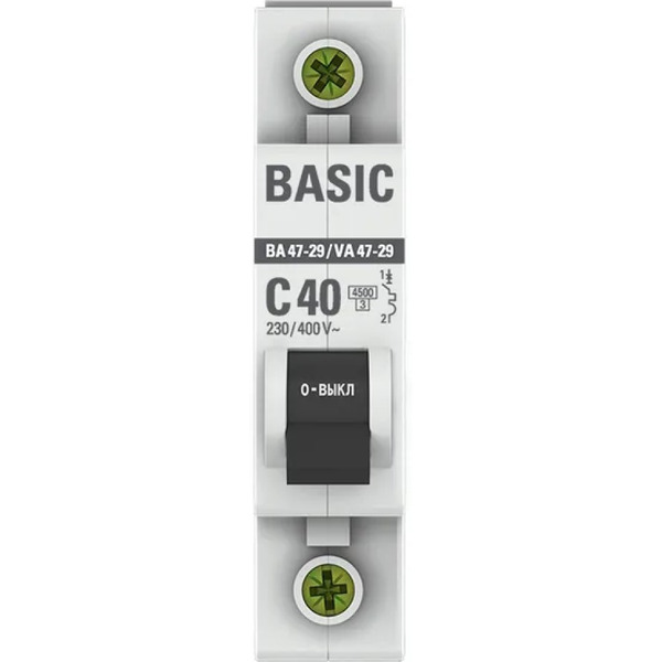 Выключатель автоматический EKF Basic ВА 47-29 1P 40А (C) 4.5кА