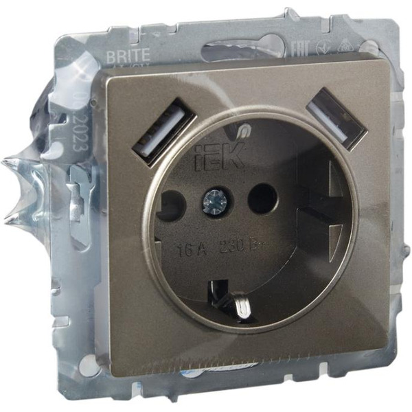 Розетка IEK Brite BR-R14-16-U21-D31-K37