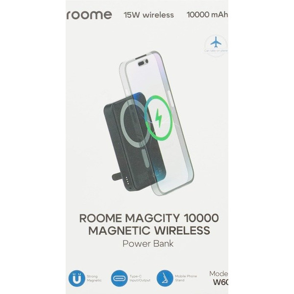 Внешний аккумулятор Roome MagCity W60 RMMGC10K 10000mAh Magnetic Wireless (черный)