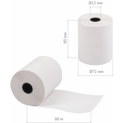 Чековая лента BRAUBERG 72 мм x 80 м 48 г/м2 9 шт 110888