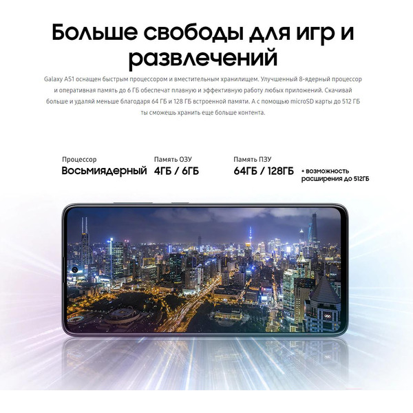 Смартфон SAMSUNG Galaxy A51 4GB/64GB (голубой)