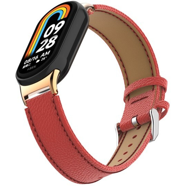 Ремешок Bingo Leather Litchi для XIAOMI Mi Band 8 Красный