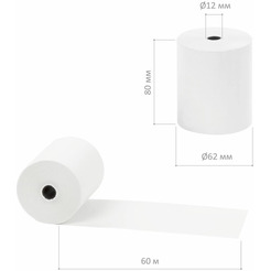 Чековая лента BRAUBERG 112355 80мм(диаметр 62мм, длина 60м, втулка 12мм), 6 шт.