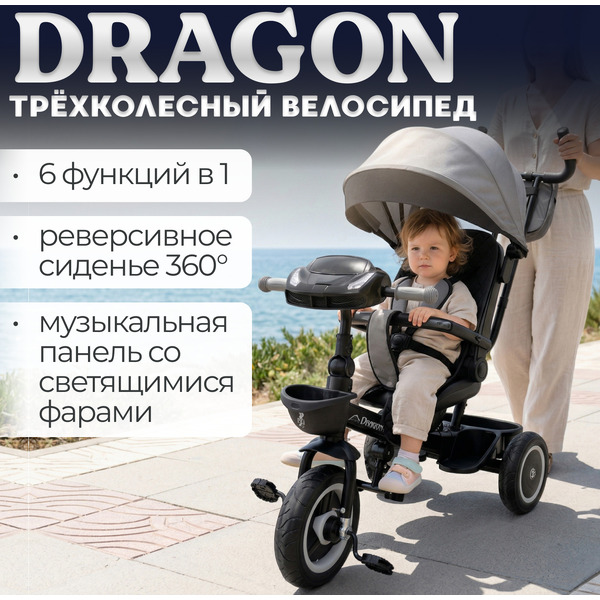 Беговел-велосипед Bubago Dragon BG 161-3 (темно-серый)