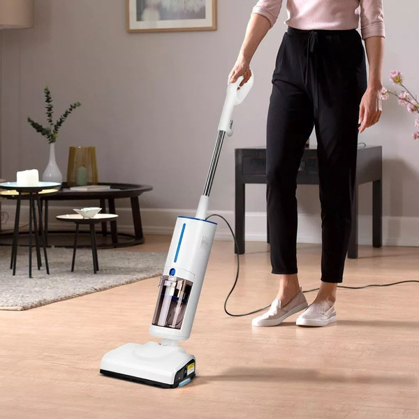 Вертикальный паровой пылесос "2 в 1" Kitfort КТ-5157-3 (бело-синий)