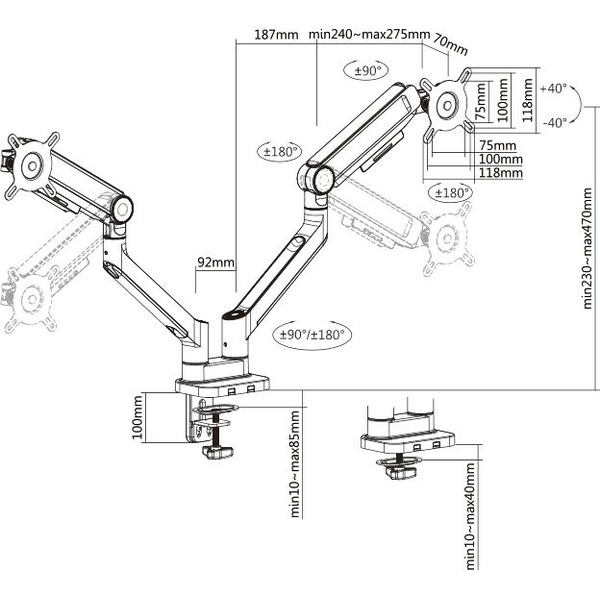 Кронштейн для монитора Ultramounts UM733W (белый)