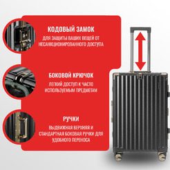 Чемодан DoubleW E087# (S,черный)