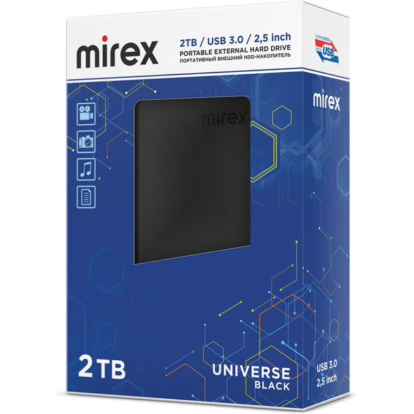 Внешний накопитель Mirex Universe Black 2TB 13630-UHDUVB20