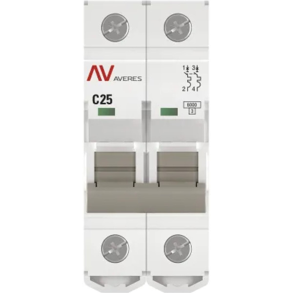 Выключатель автоматический EKF Averes AV-6 2P 25A (C) 6kA