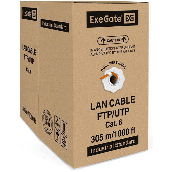 Кабель бухта ExeGate FUTP4-C6-CU-S23-IN-LSZH-OR-305-FLUKE FTP EX289279RUS