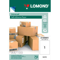 Самоклеящаяся бумага Lomond Самоклеющаяся А4 70 г/кв.м. 100 листов (2100001)