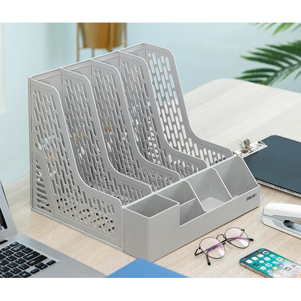 Лоток-органайзер для бумаг и канцелярских принадлежностей DELI 78981GRAY  (серый, 9 отделений)