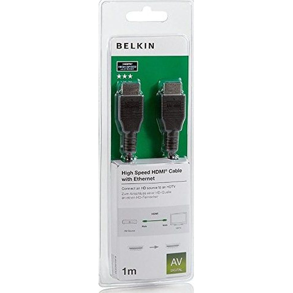 Кабель HDMI BELKIN F3Y020BF1M M/M, Ethernet, 1м, черный