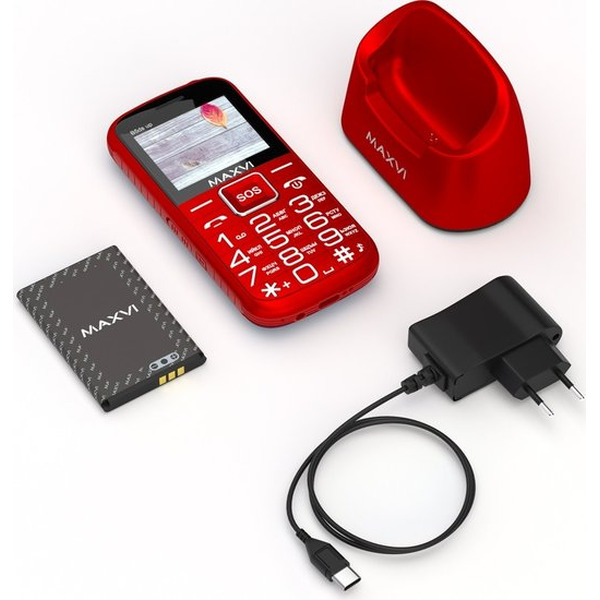Кнопочный телефон Maxvi B5ds up (красный)