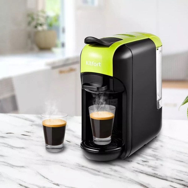 Кофеварка Kitfort КТ-7105-2 (черно-салатовая)